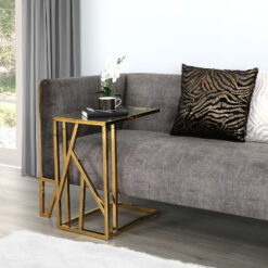 Claudette Gold Metal And Glass Sofa Table Side End Table