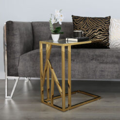Claudette Gold Metal And Glass Sofa Table Side End Table