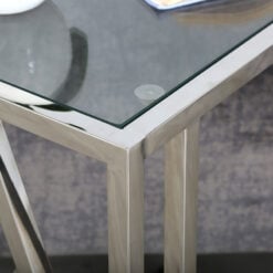 Claudette Stainless Steel And Glass Sofa Table Side End Table