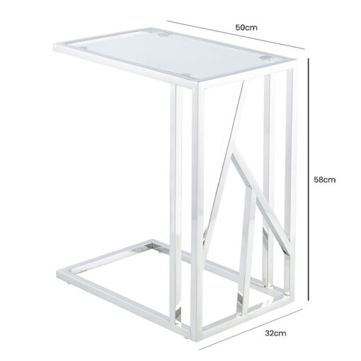 Claudette Stainless Steel And Glass Sofa Table Side End Table