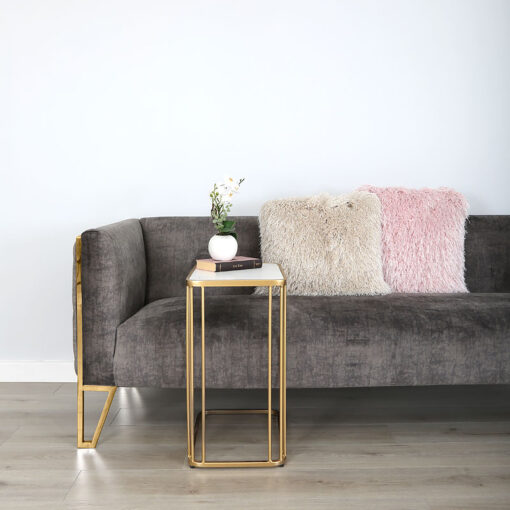 Gold Metal And White Stone Sofa Table End Table Laptop Table