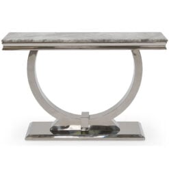 Mayfair Grey Marble Top Console Table With A Stainless Steel Base