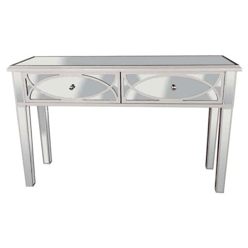 Mia Grey Mirrored 2 Drawer Console Table Hallway Table Dressing Table