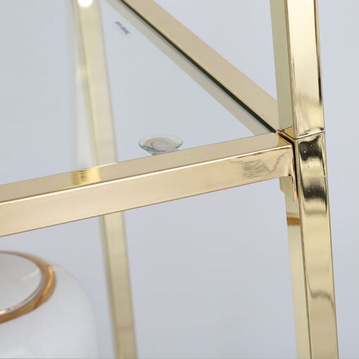 Otis Medium Gold Metal and Glass Ladder Style Shelving Display Unit
