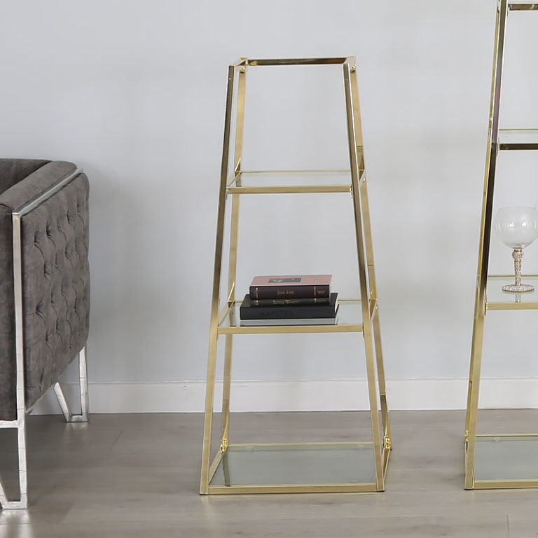 Otis Large Metal and Clear Glass Ladder Style Shelving Display Unit