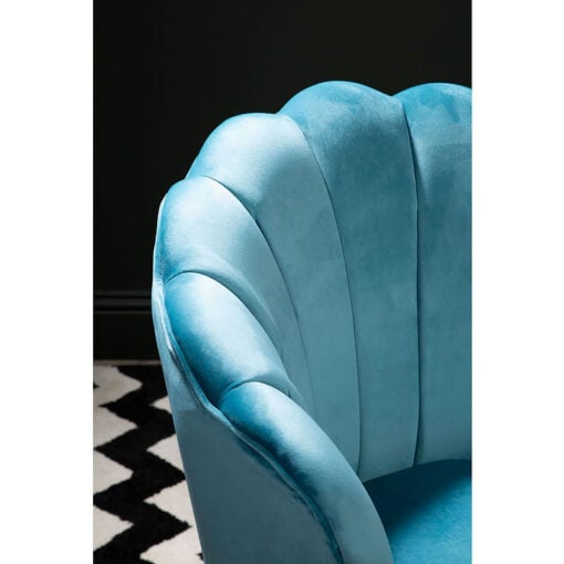 Aqua Velvet Scalloped Shell Armchair Accent Chair With Gold Legs