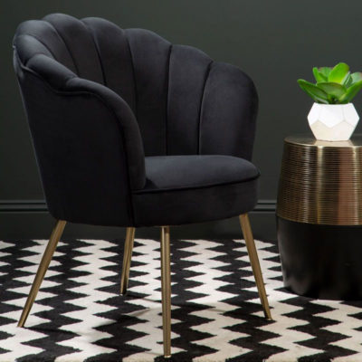 Silver Grey Velvet Shell Back Dining Chair Armchair With Chrome Legs ...