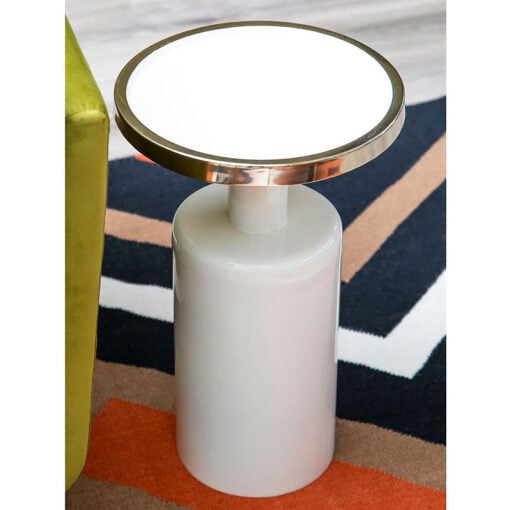 Cream White And Gold Metal Side Table End Table
