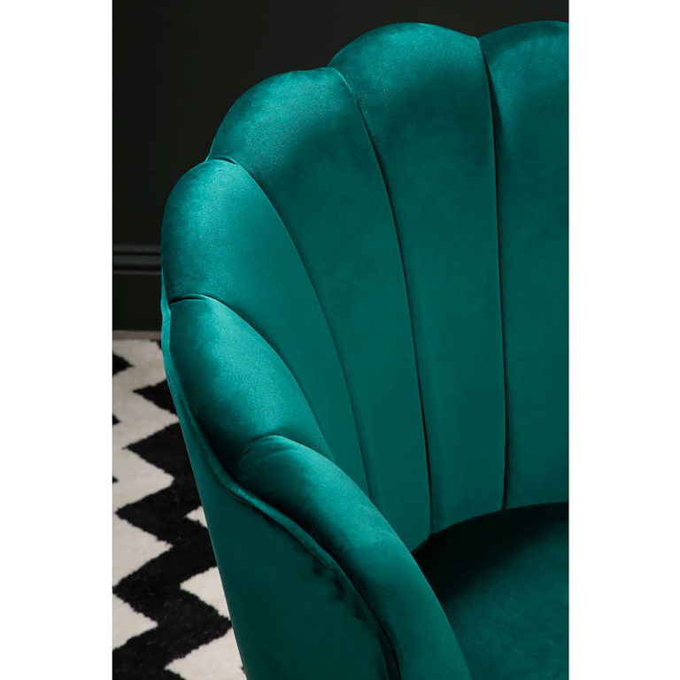 Emerald Green Velvet Scalloped Shell Armchair Accent Chair With Gold ...