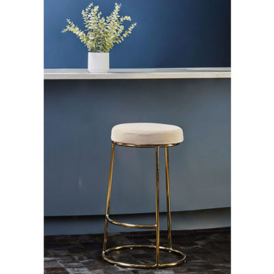 Soho Grey Velvet Bar Stool With Gold Metal Base 68cm | Picture Perfect Home