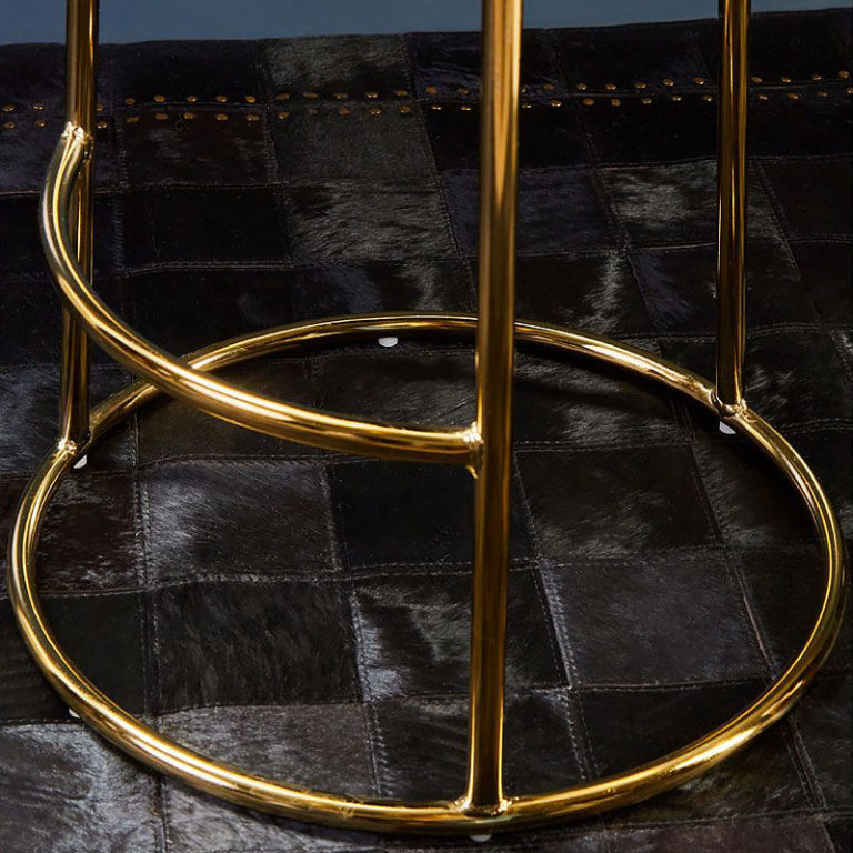 Set Of 2 Soho Cream White Velvet Bar Stools With Gold Metal Base 68cm