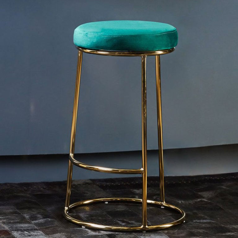 Set Of 2 Soho Green Velvet Bar Stools With Gold Metal Base 68cm