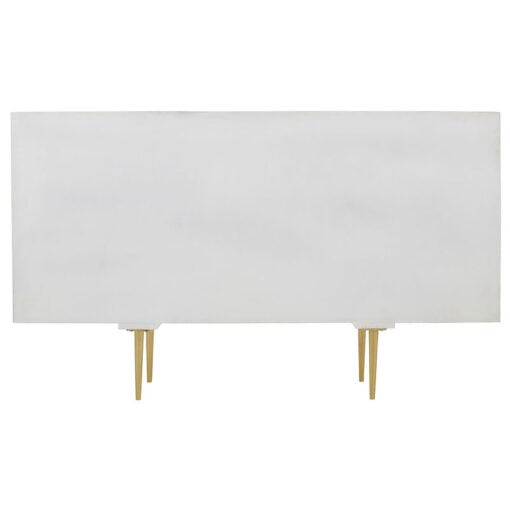 White Mango Wood And Gold Metal Sideboard With Indented Circles Design