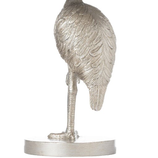 Antique Silver Flamingo Lamp With Grey Velvet Shade