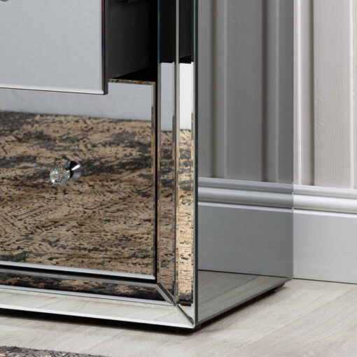 Arctic Noir Smoked Black Mirrored Glass 4 Drawer Dressing Table
