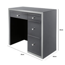 Arctic Noir Smoked Black Mirrored Glass 4 Drawer Dressing Table