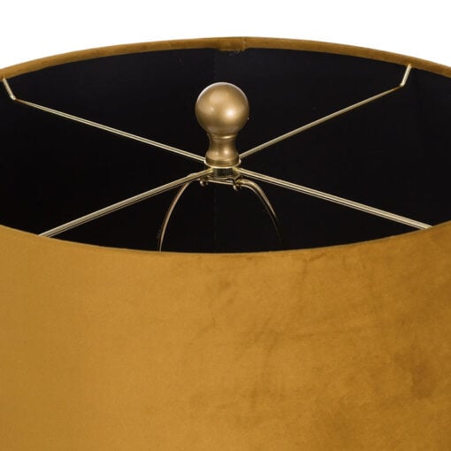 Black And Gold Bee Table Lamp With A Mustard Shade 65cm