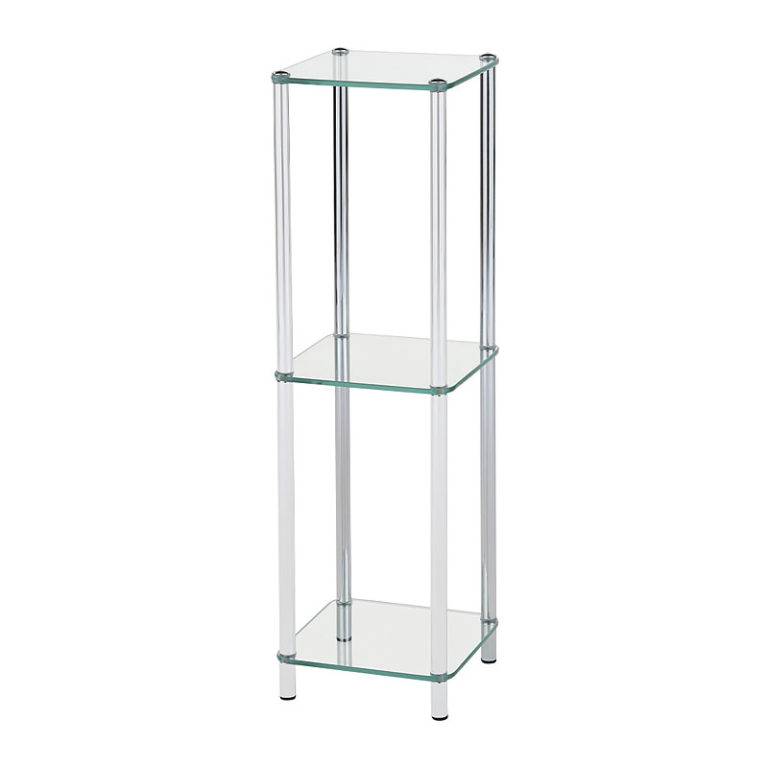 Chrome and Clear Glass 4 Tier Display Unit Shelving Unit 126cm ...