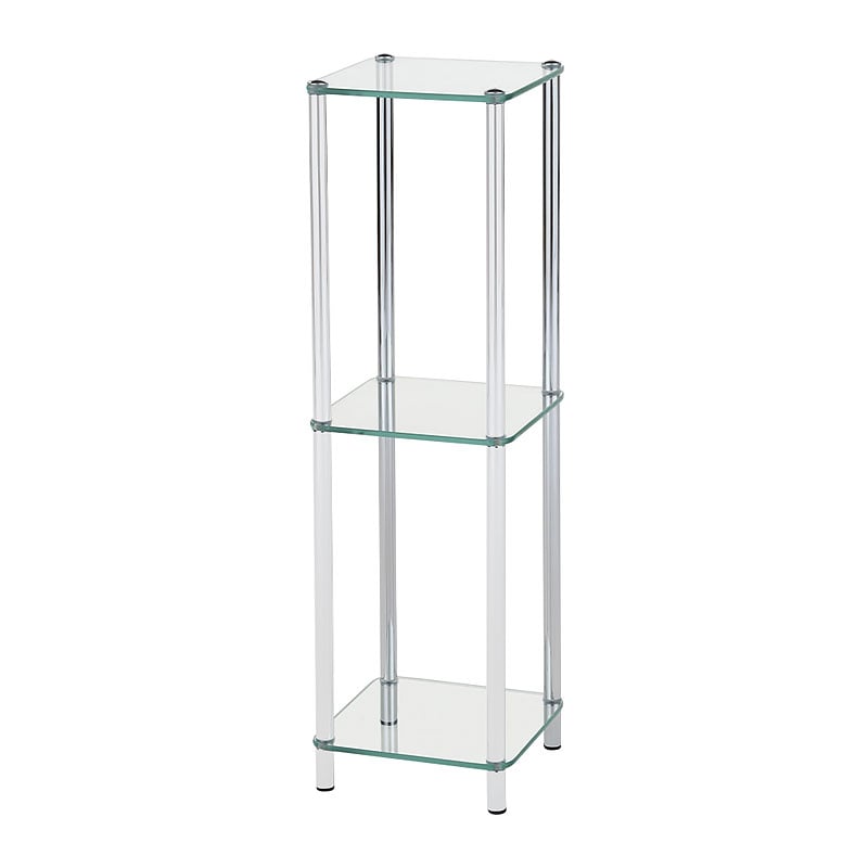 3 Tier Display Unit Shelving 86cm, Glass And Chrome Bookcases Uk