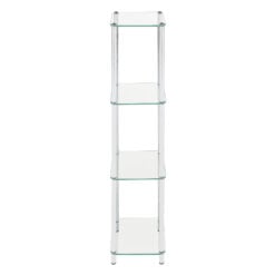 Chrome and Clear Glass 4 Tier Display Unit Shelving Unit 126cm
