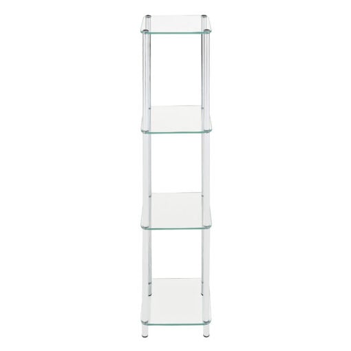Chrome and Clear Glass 4 Tier Display Unit Shelving Unit 126cm