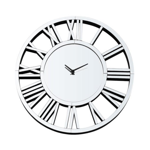 Classic Mirrored Large Round 80cm Wall Clock With Roman Numerals