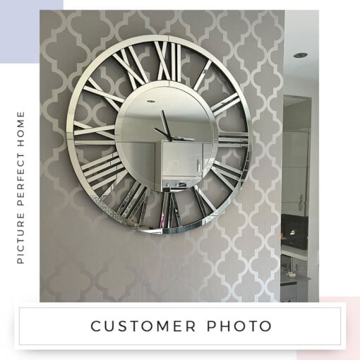 Classic Mirrored Large Round 60cm Wall Clock With Roman Numerals