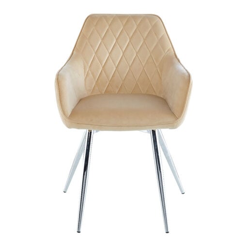 Ellie Champagne Velvet Dining Chair With Stainless Steel Legs