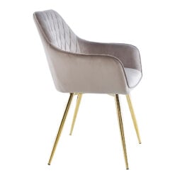 Ellie Grey Velvet Dining Chair With Gold Metal Legs