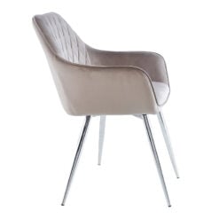 Ellie Grey Velvet Dining Chair With Stainless Steel Legs