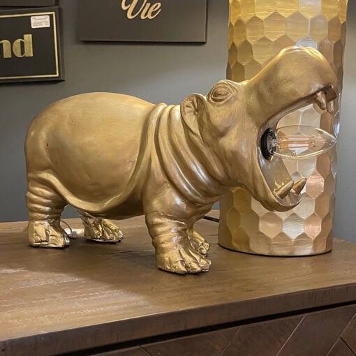 Gold Hippo Quirky Statement Table Lamp
