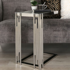 Premium Colton Chrome And Glass Sofa Table Laptop Table Side End Table