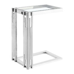 Premium Colton Chrome And Glass Sofa Table Laptop Table Side End Table