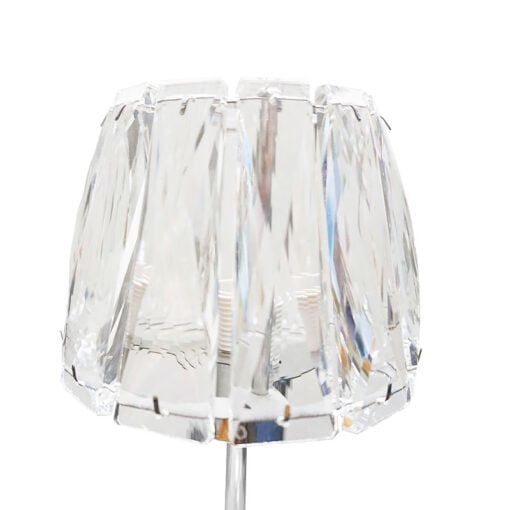 Silver Chrome Candlestick Table Lamp With Crystal Shade 27cm
