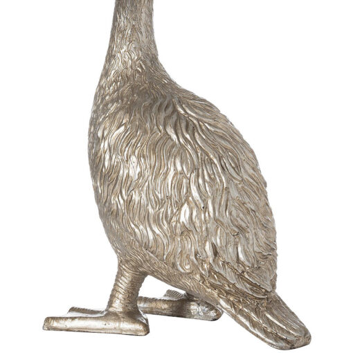 Silver Duck Goose Table Lamp With Grey Velvet Shade