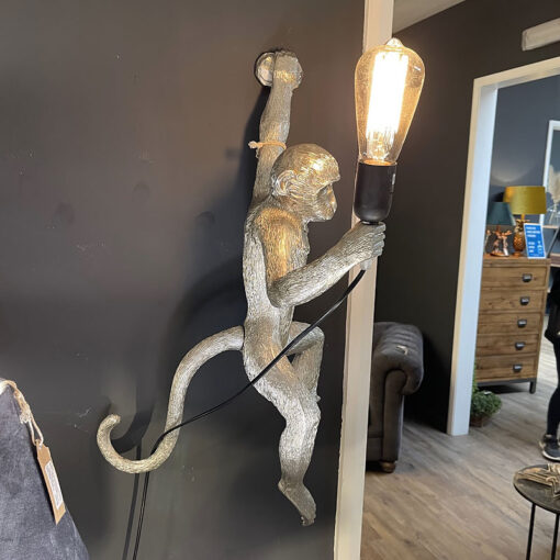Silver Hanging Monkey Quirky Statement Wall Light