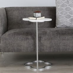 Stainless Steel And White Marble Petal Design End Table Sofa Table
