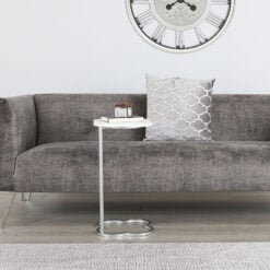 Stainless Steel And White Marble Petal Design End Table Sofa Table
