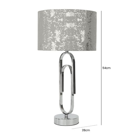 Table Lamp With Paper Clip Design Base And Grey Fabric Drum Shade 54cm
