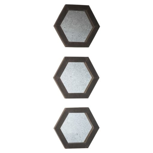 Garfield Set of Three Faux Concrete Resin Hexagon Wall Mirrors