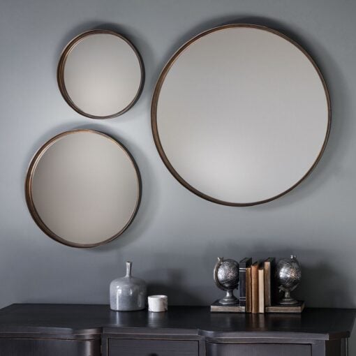 Reading Small Metal Framed Round Wall Mirror 30.5cm
