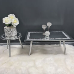 Diamond Crush Mirrored Lounge Coffee Table With Crystal Border