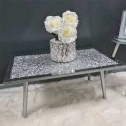 Diamond Crush Crystal Top Mirrored Coffee Table
