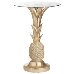 Gold Pineapple Glass Side Table End Table