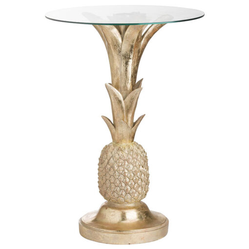 Gold Pineapple Glass Side Table End Table