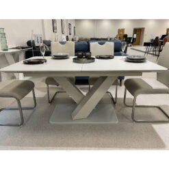 Panama Glass High Gloss White Extending Dining Table With V Shaped Base 200cm