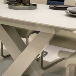 Panama Glass High Gloss White Extending Dining Table With V Shaped Base 160cm