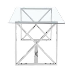 Zenn Contemporary Stainless Steel And Clear Glass Dining Table