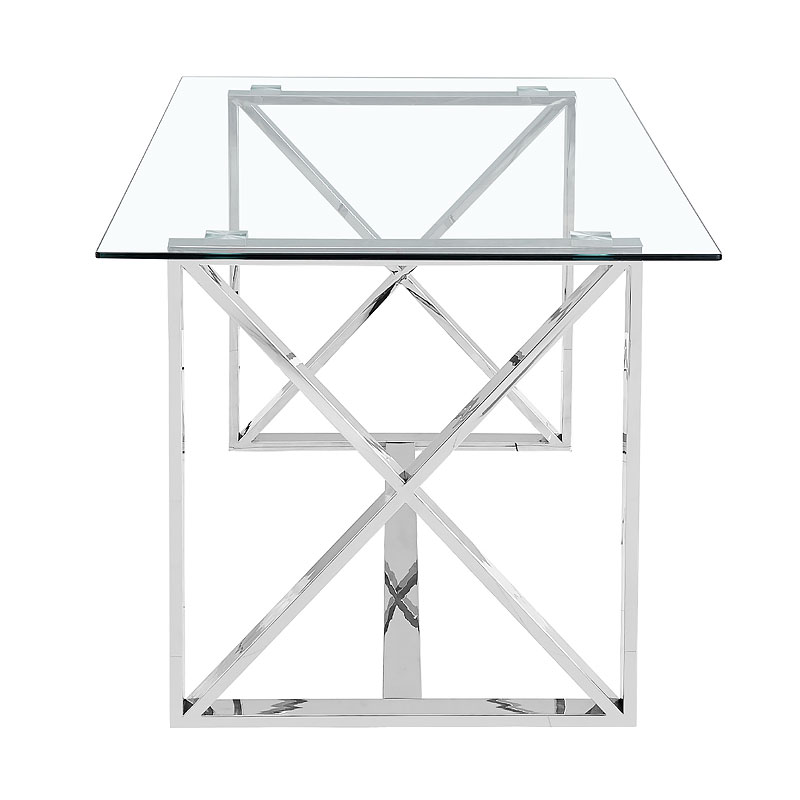 Zenn Contemporary Stainless Steel And Clear Glass Dining Table Picture Perfect Home