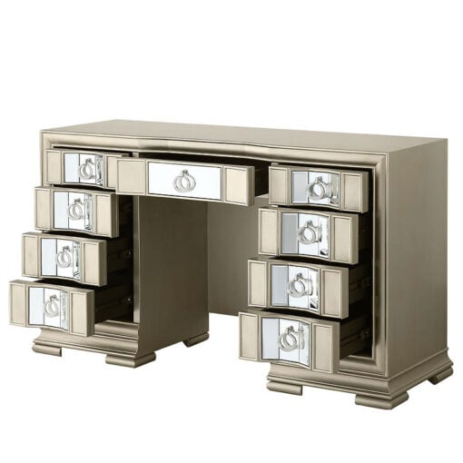 Christabel Champagne Gold Mirrored 9 Drawer Dressing Table